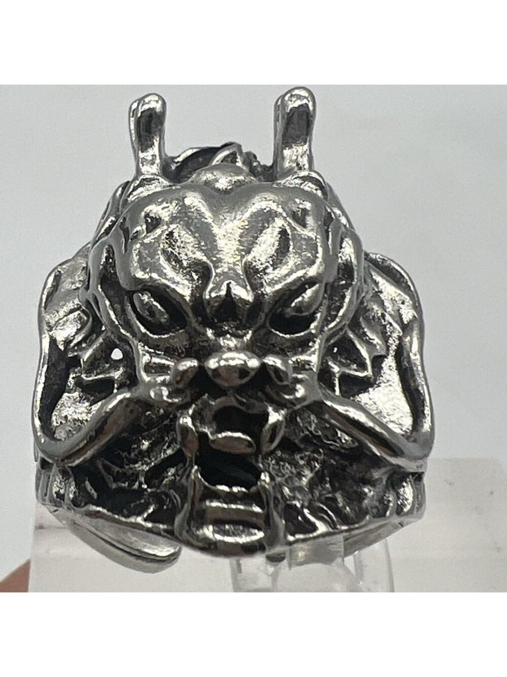 Dragon Head Silver Tone Ring Punk Rock Biker Open Band Adjustable Gothic